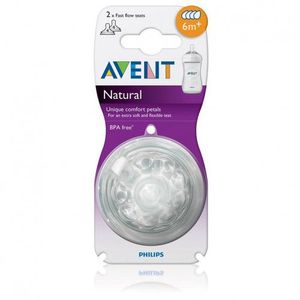 Philips Avent Natural Teat, 6m+ Set of 2 (Fast Flow) SCF 044/27